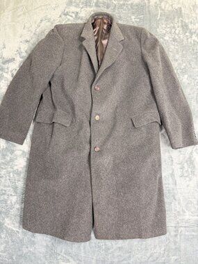 Smiths Bermuda Mens Gray 100% Cashmere Overcoat Tailored In Great Britain Large